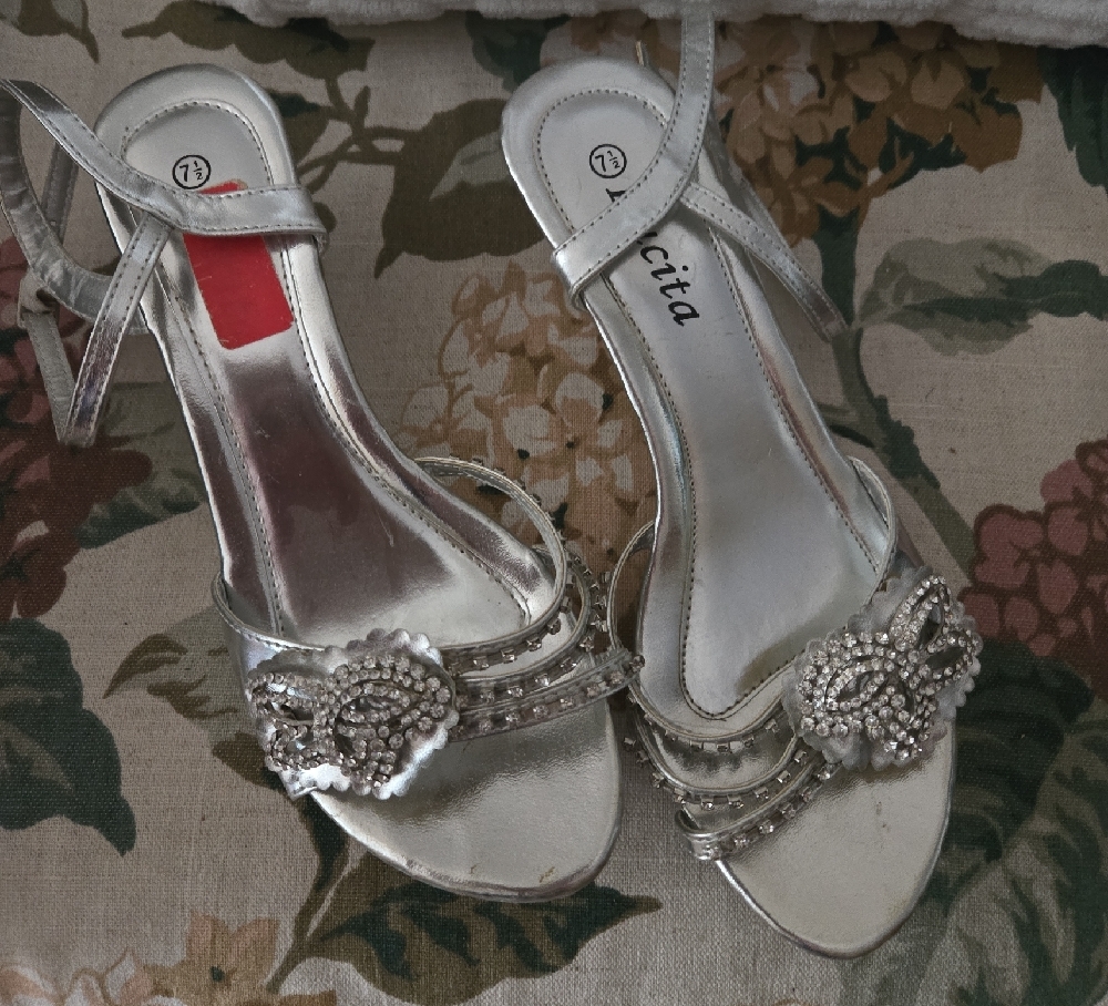 Silver Crystal Embellished Heels for Formal Occasions